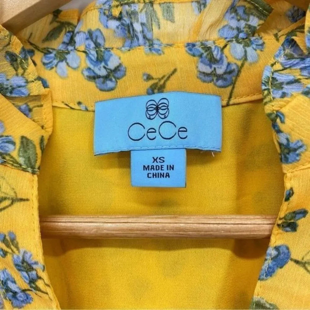 Yellow Flowy Floral Print Babydoll Dress - Image 7