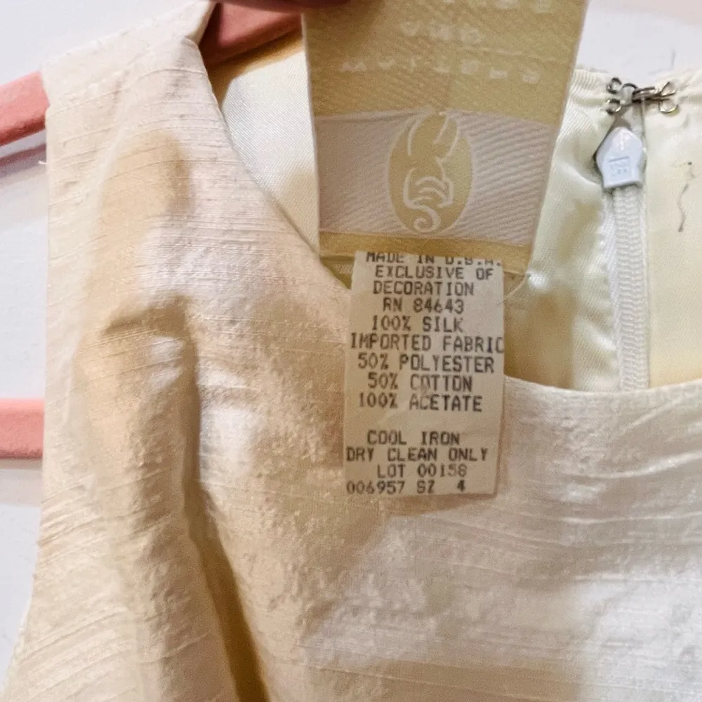 watters and watters vintage classy dress sz 4 white pink - Image 5