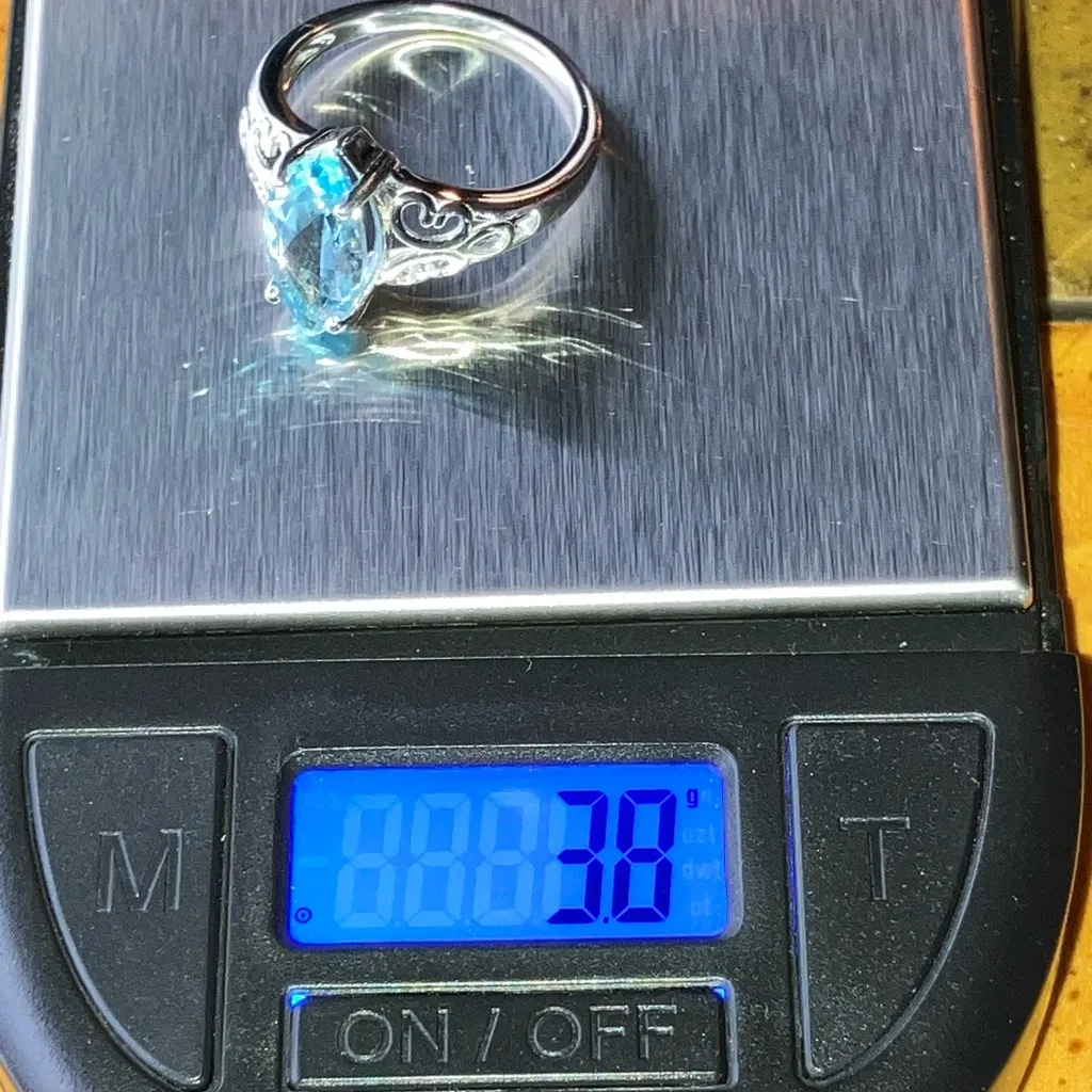 Sky Blue Topaz Marquise Ring Size 8 Silver - Image 10