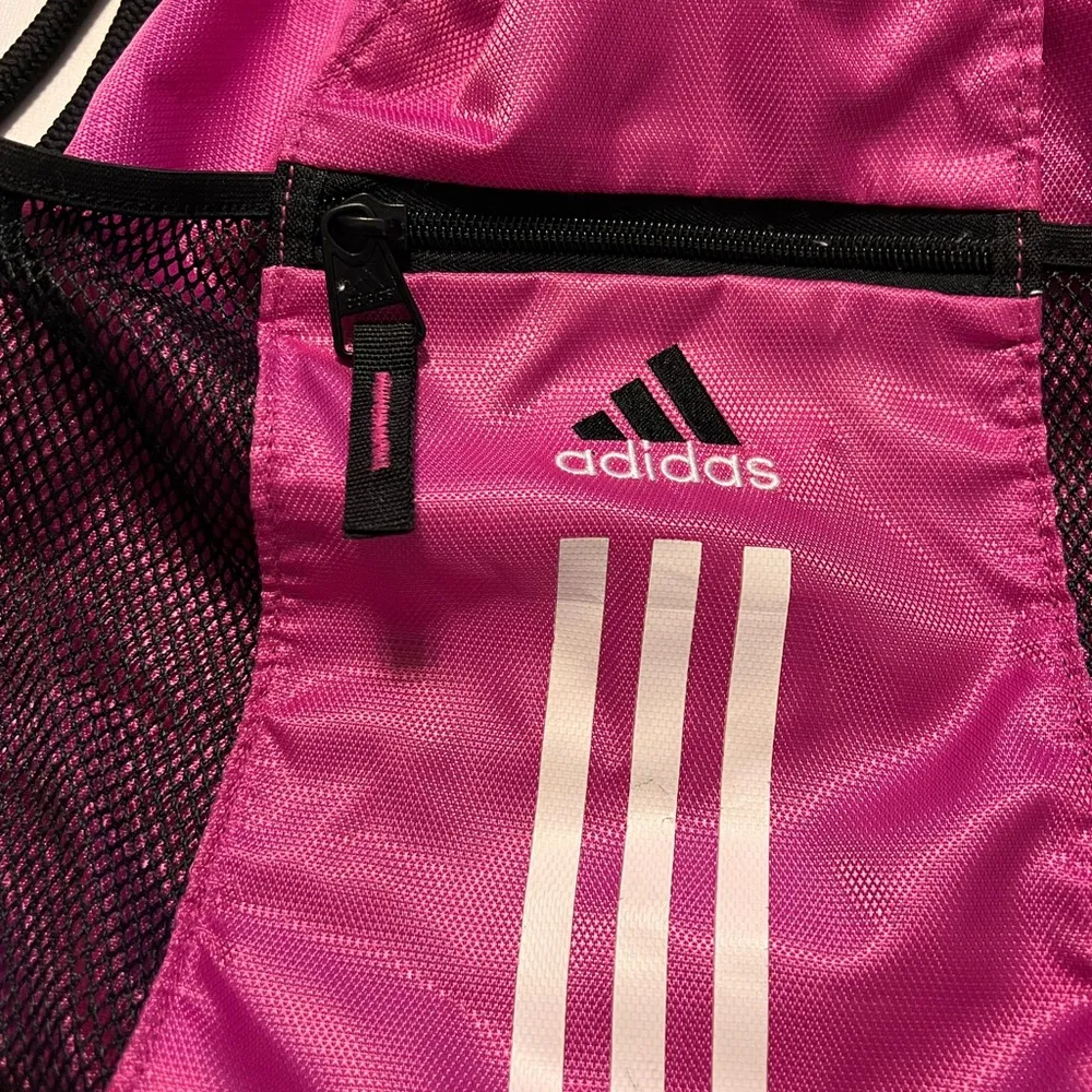 Adidas  Pink/Black Lightweight Drawstring Backpack/ Bookbag - Image 4