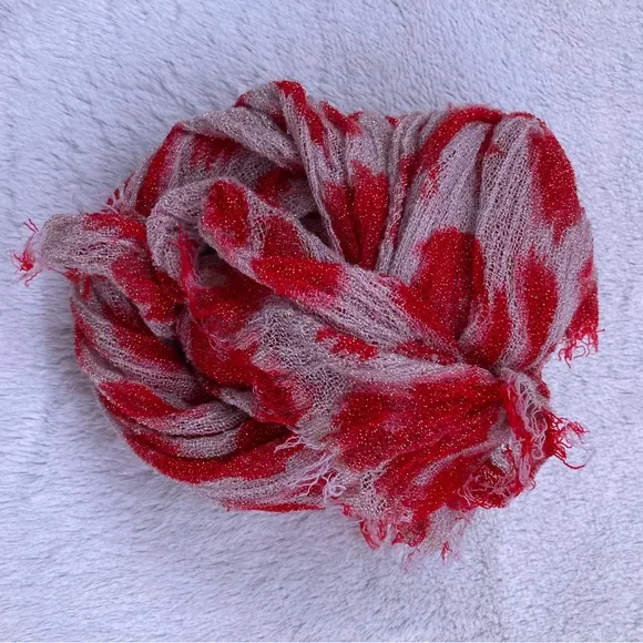 Ann Taylor Red Leopard Print Scarf - Image 2