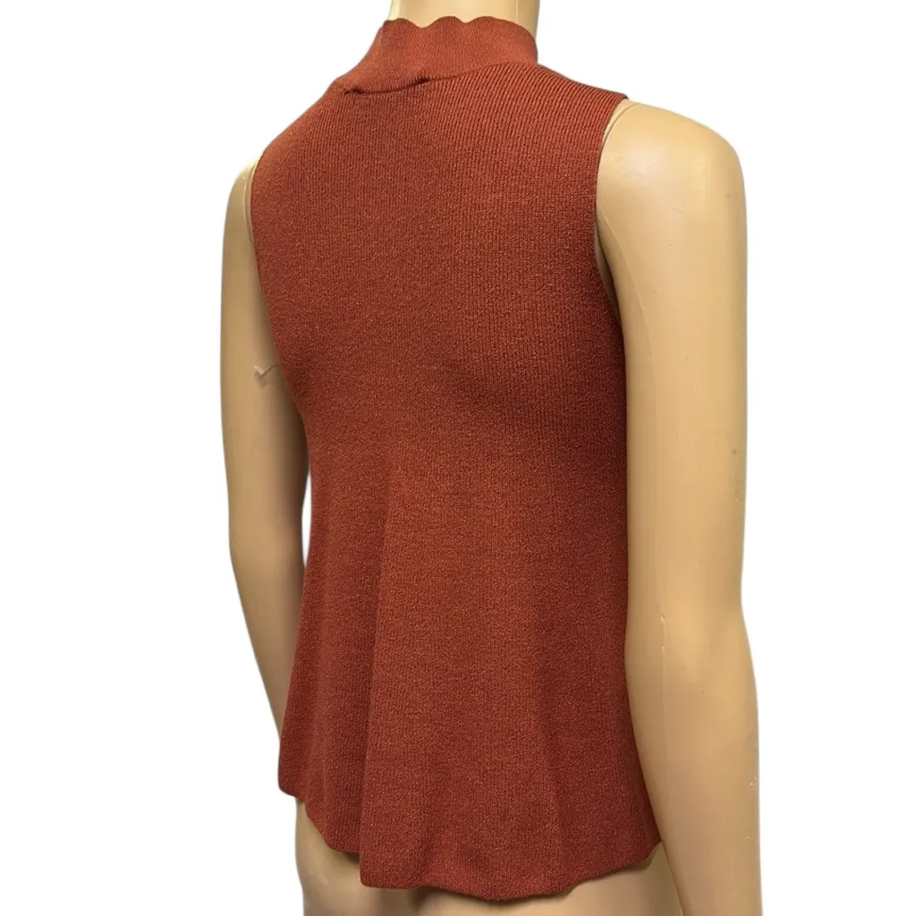 Loft Rust Colored Mock Neck Sleeveless Lightweight Swing Tank Sweater Womens XS - Image 7