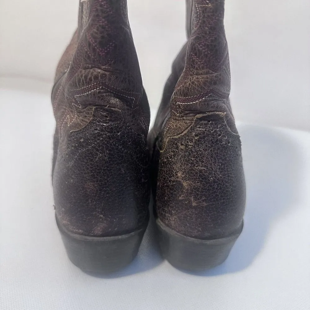 Ariat Boots Womens 5 Brown Western Square Toe Pull On Thick Stitch Low Heel - Image 4