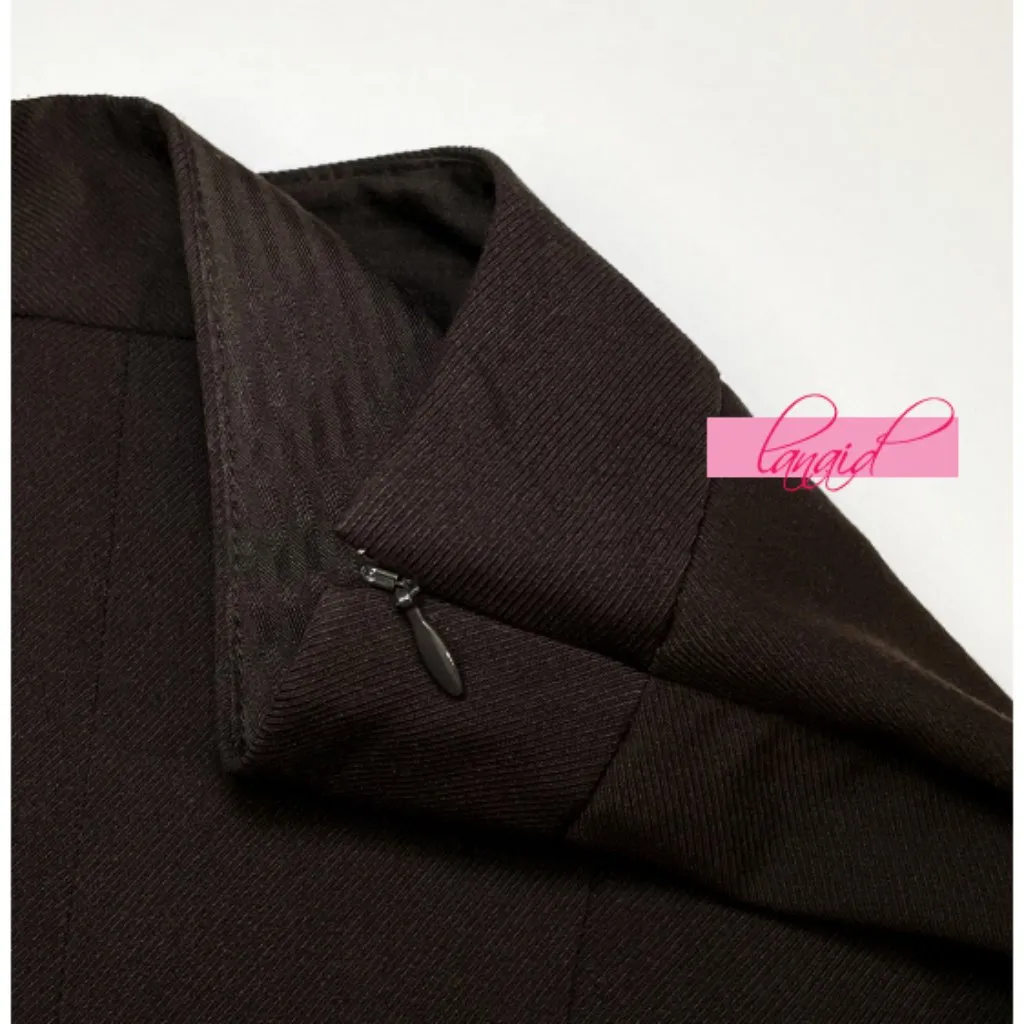 Limited Dark Chocolate Brown Seamed Back Slit Knee Pencil Lined Skirt Career 2 - Image 3