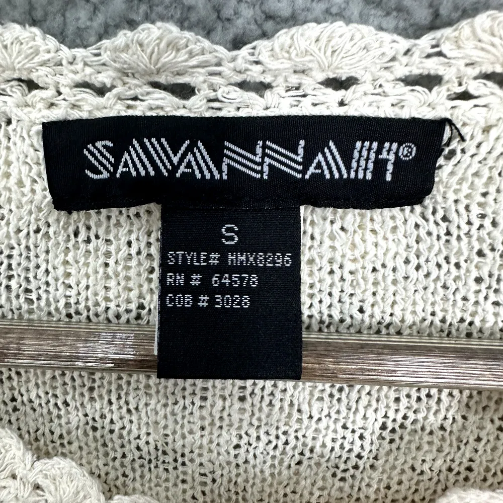 Savannah Top Womens‎ Small Ivory Floral Crochet Silk Cotton Boho Cottagecore Vtg - Image 3