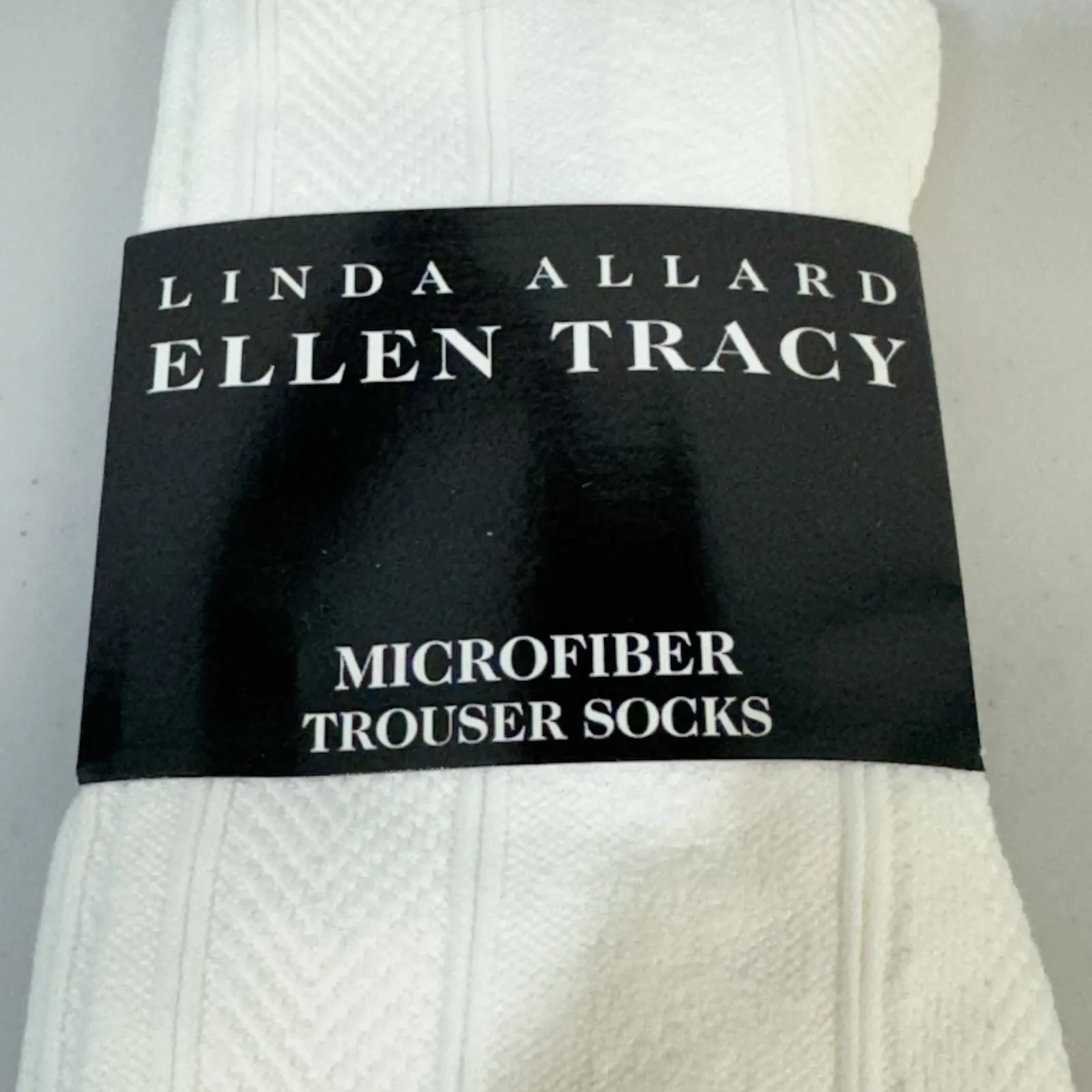 Linda Allard ELLEN TRACY Textured Microfiber Trouser Socks Winter White One Size - Image 2