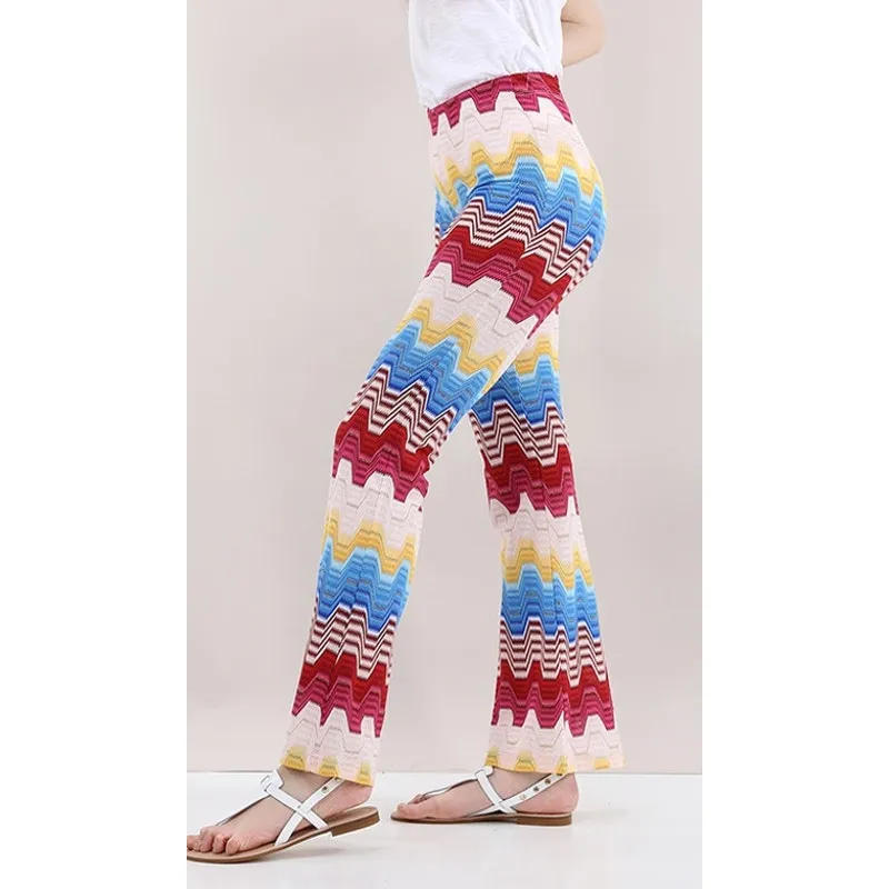 PHO Firenze Festival Wave Knit Trouser Pants M Rainbow Retro Boho Dopamine Indie Size M - Image 2