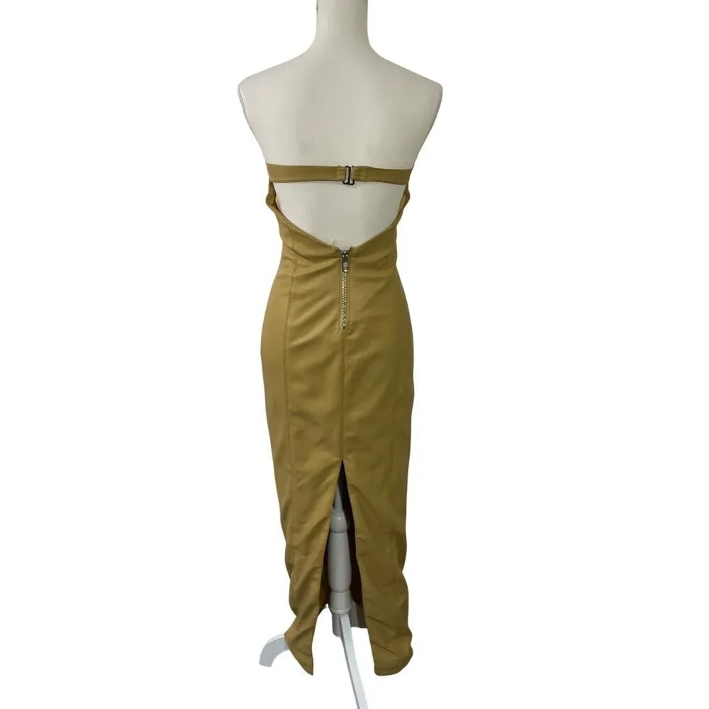 Camila Coelho Bruna Faux Leather Maxi Dress in Citrine XSmall New Womens Vegan - Image 6