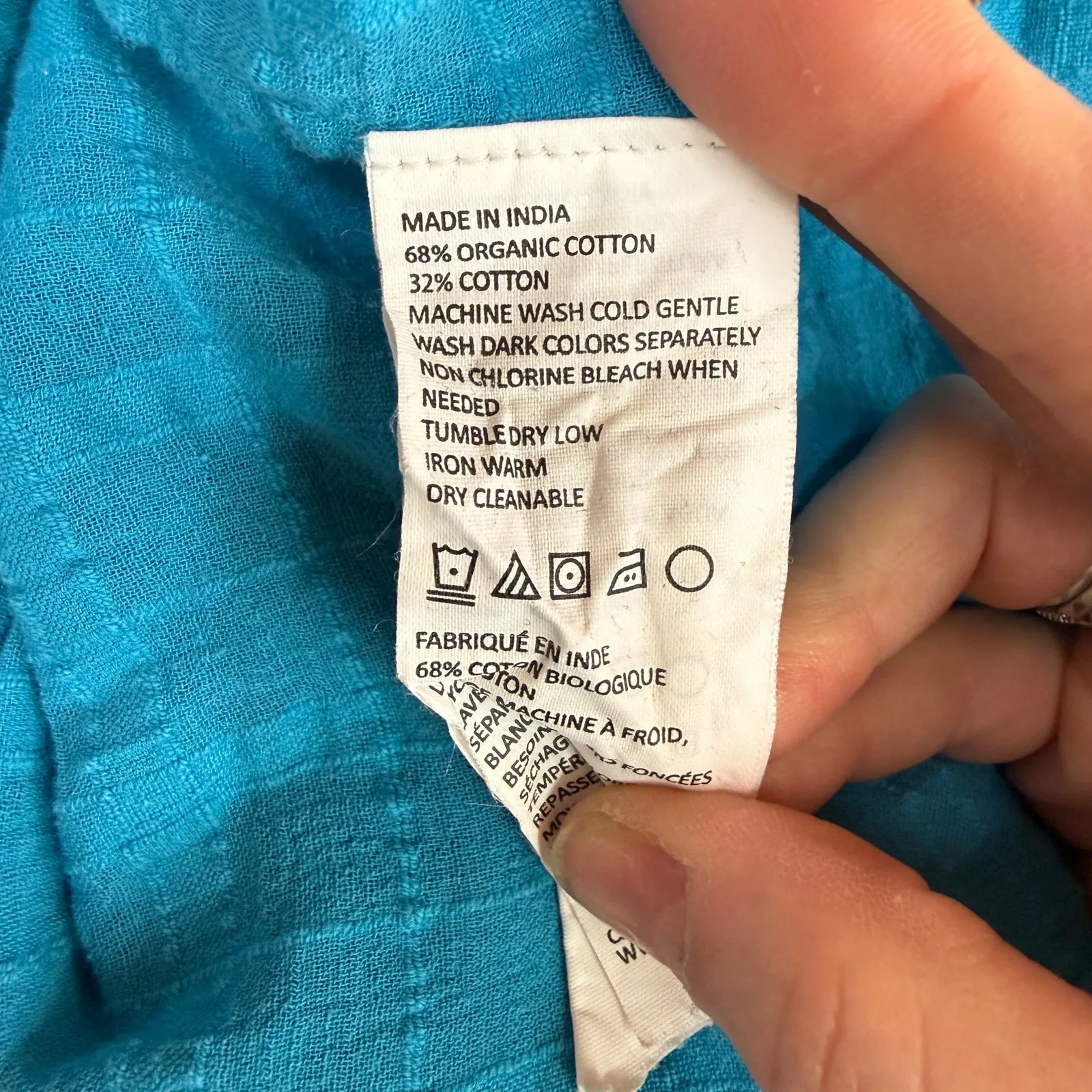 Prana Women's Turquoise Blue Lucy Button Up Short Sleeve Shirt Size Large - Image 7