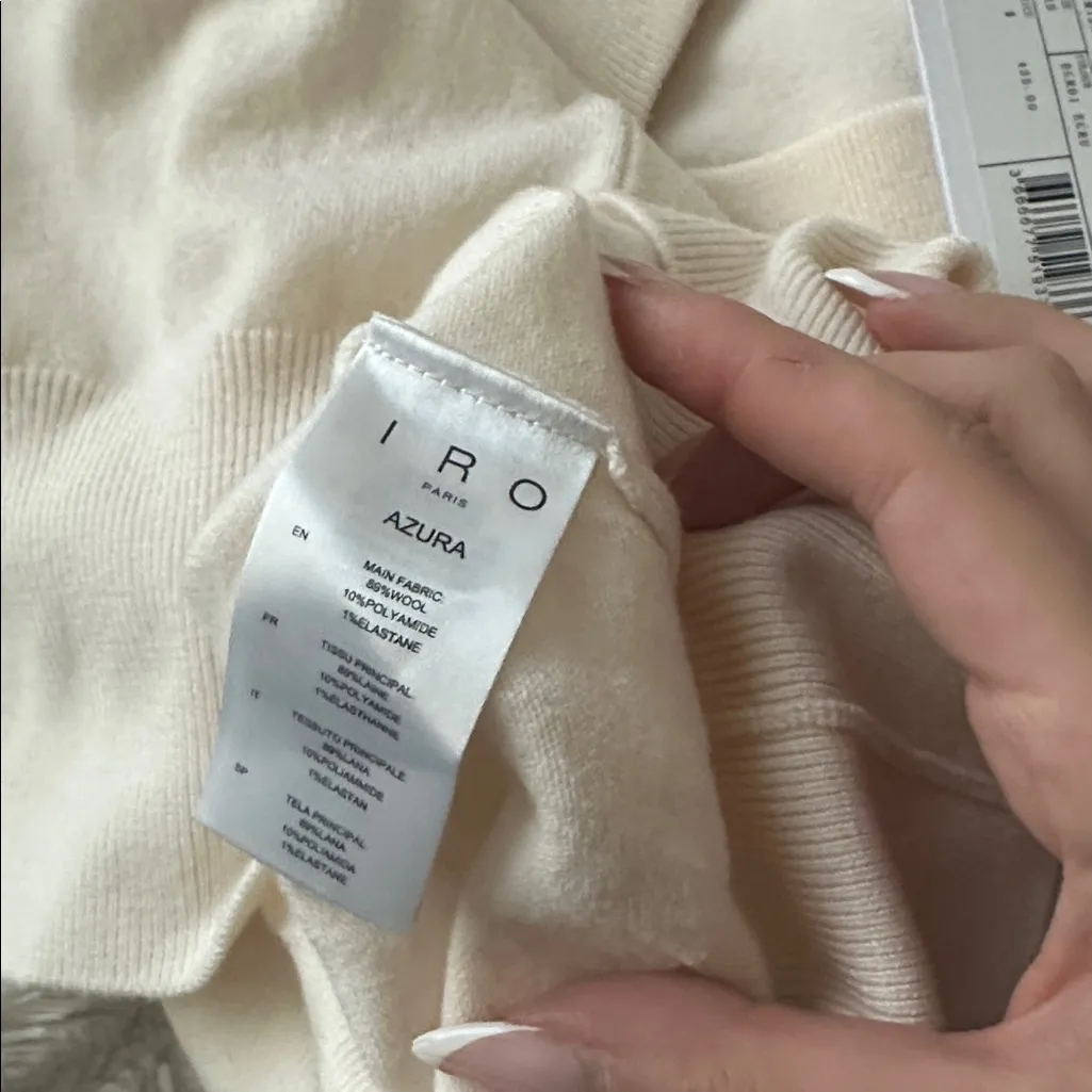 IRO PARIS Elegant Cream V-Neck Sweater - Image 7