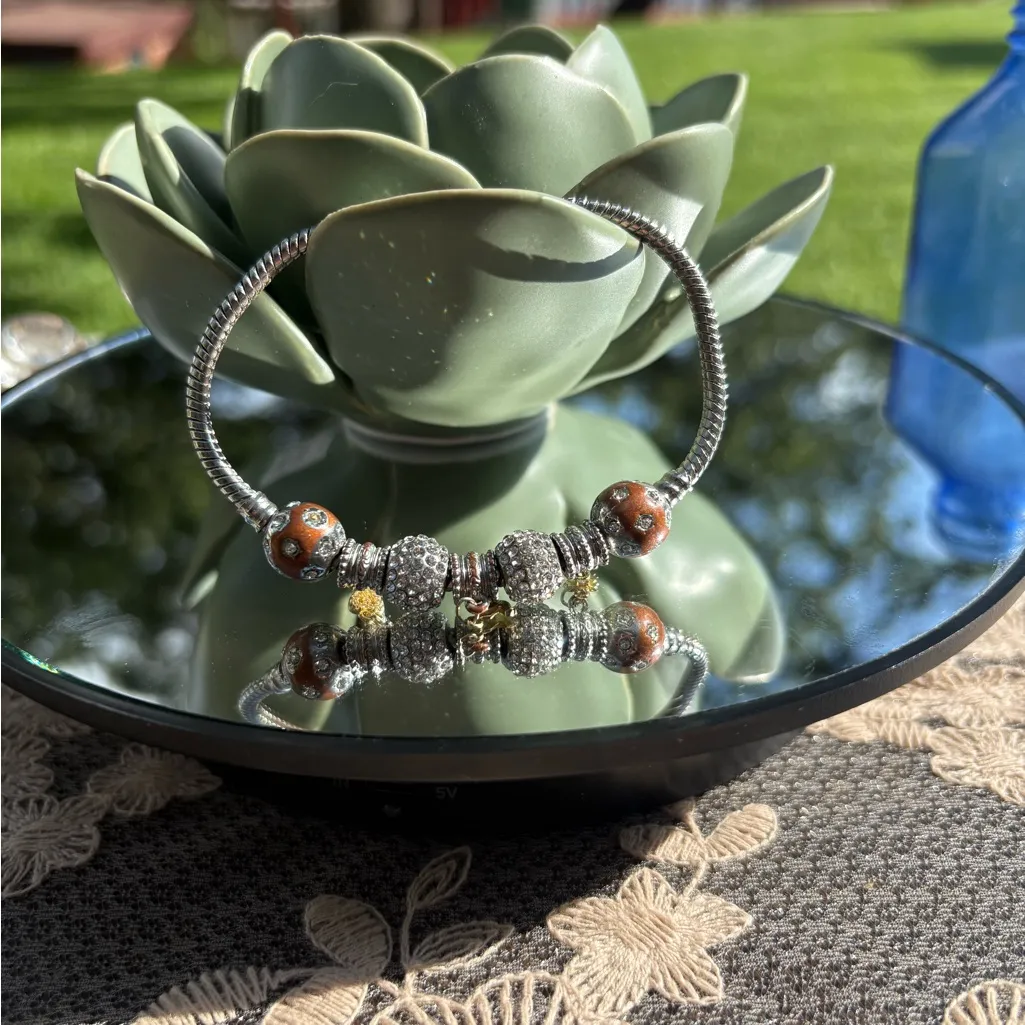 Unknown brand. Beautiful silver and Bronze Charm Bracelet. - Image 4