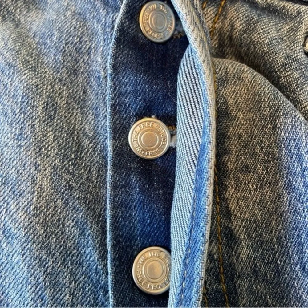 Free People We The Free Stella Skinny Cropped Raw Hem Button Fly Jeans Size 29 - Image 7