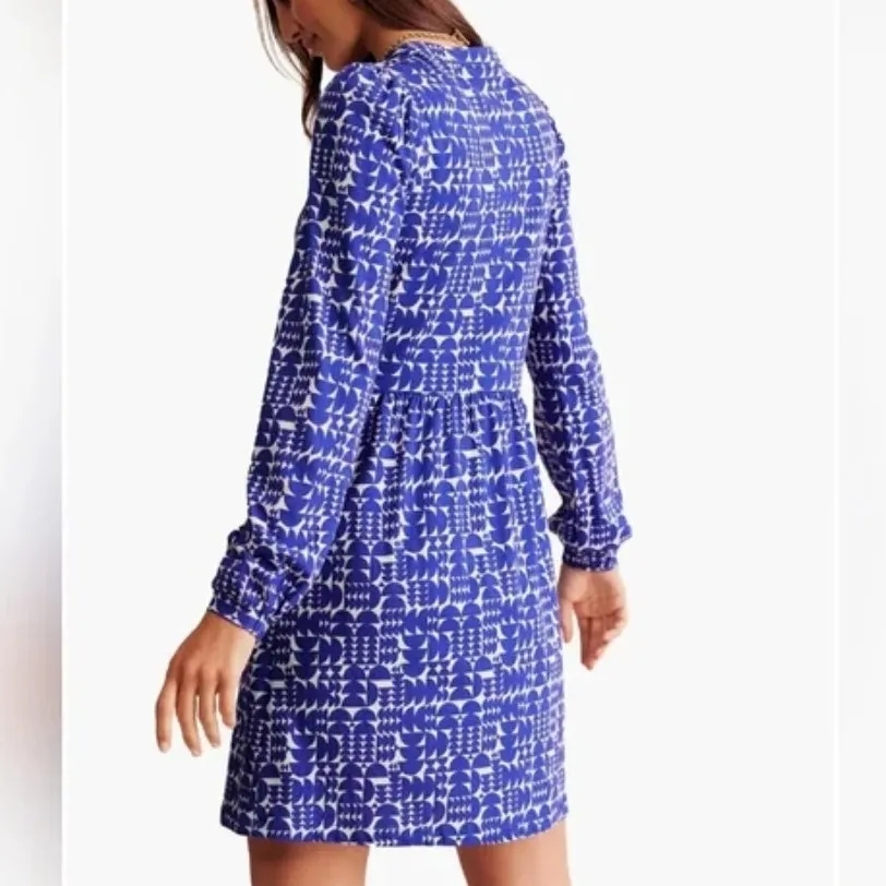 NWT Boden Sz 16 Naomi Relaxed Jersey Dress Sapphire Blue Geometric Pop L/S - Image 12