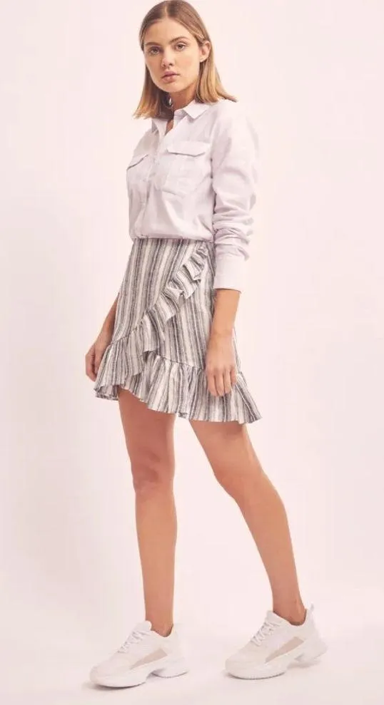 The Fifth Label Guide Stripe Skirt in Navy With Ivory Size Small - Image 4
