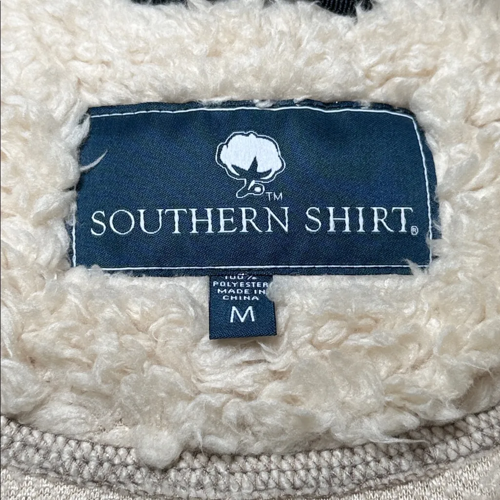 Southern Shirt Women’s Beige Half Zip Casual Sherpa Pullover Size Medium - Image 4