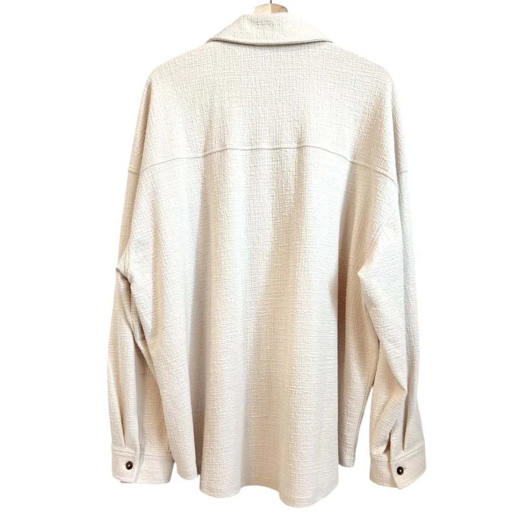 Oak Fort Shirt Women Large Cream Oversized Cotton Gauze Lagenlook Boho Oatmeal White - Image 3