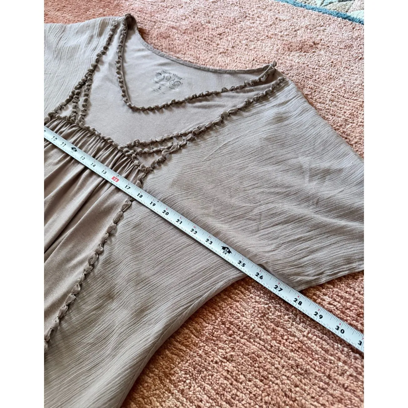 Nine West  996 Beaded Beige Boho Top Tunic Size L - Image 3