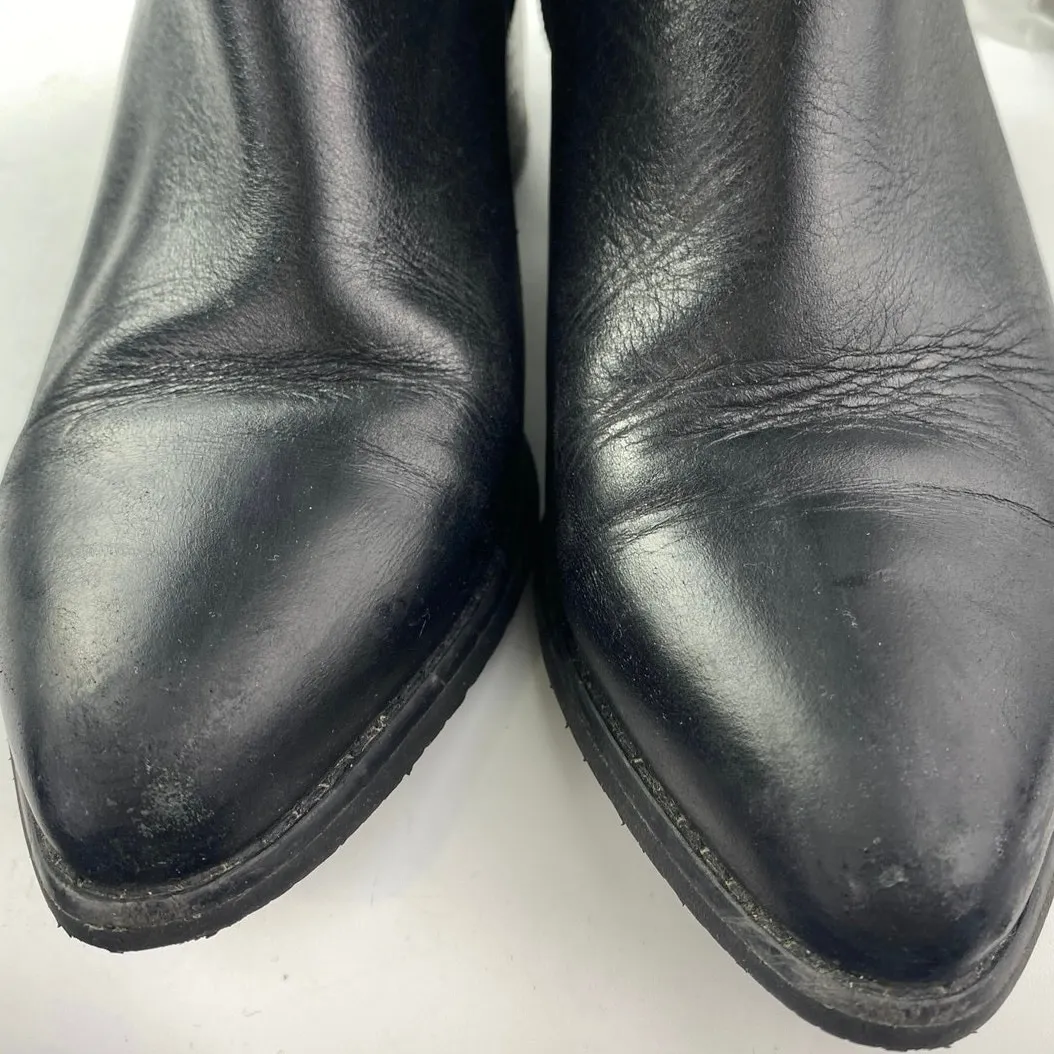 Blondo Elvina Women's Black Leather Zip Pointed Toe Block Heels Ankle Boots 8.5M - Image 7