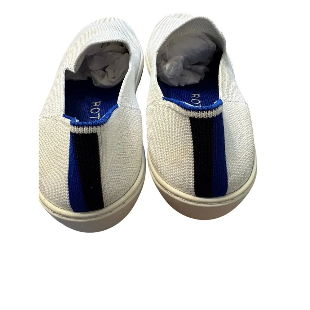 ROTHYS Original Slip on Sneaker Bright White w/ Blue Halo and Back Stripes Sz 8 - Image 2