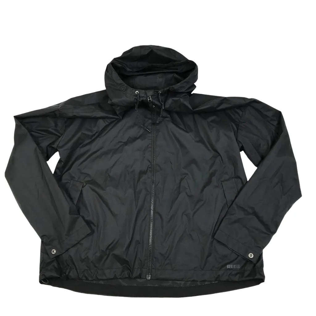 REI Groundbraker Rain Hoodie Jacket Women XL Black Outdoor Everyday Travel Light - Image 4