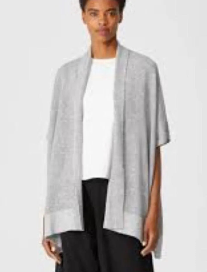 New EILEEN FISHER WOMEN Organic Linen/Cotton Blend BOXY Open Front CARDIGAN - Image 2