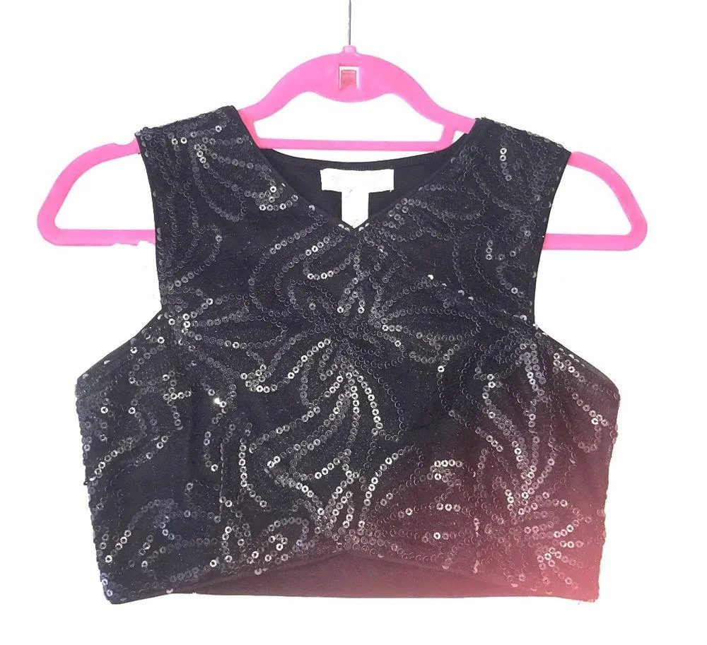 Forever 21 Sequin Black Crop Top - Image 2