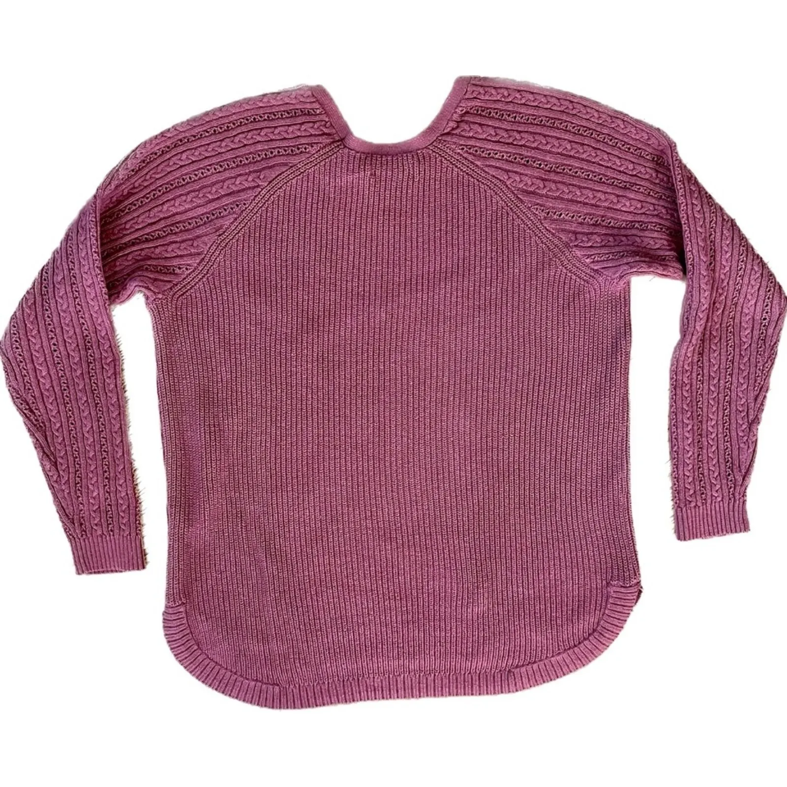 Sonoma | Mauve Crew Neck Cable Knit Sleeve Sweater | Large - Image 2