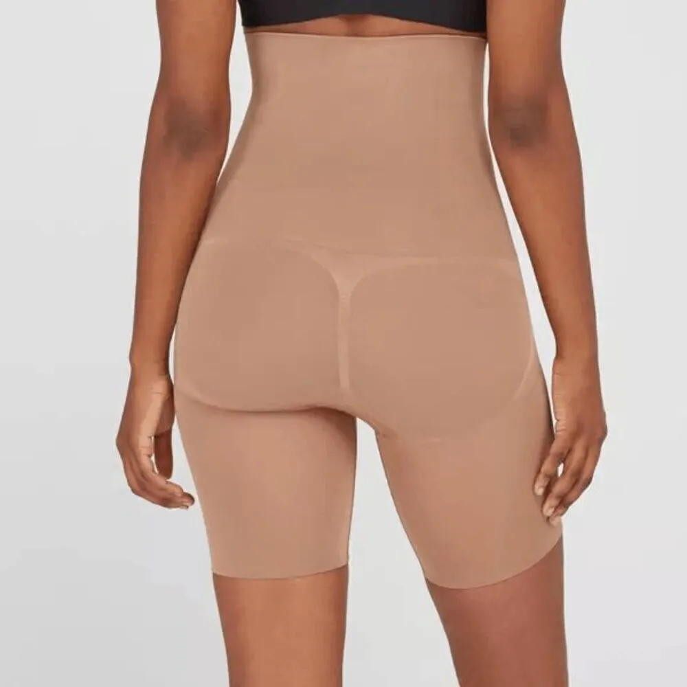 Spanx Assets Shaping Shorts Size Medium Light Beige Hi Waisted Compression Tan - Image 9