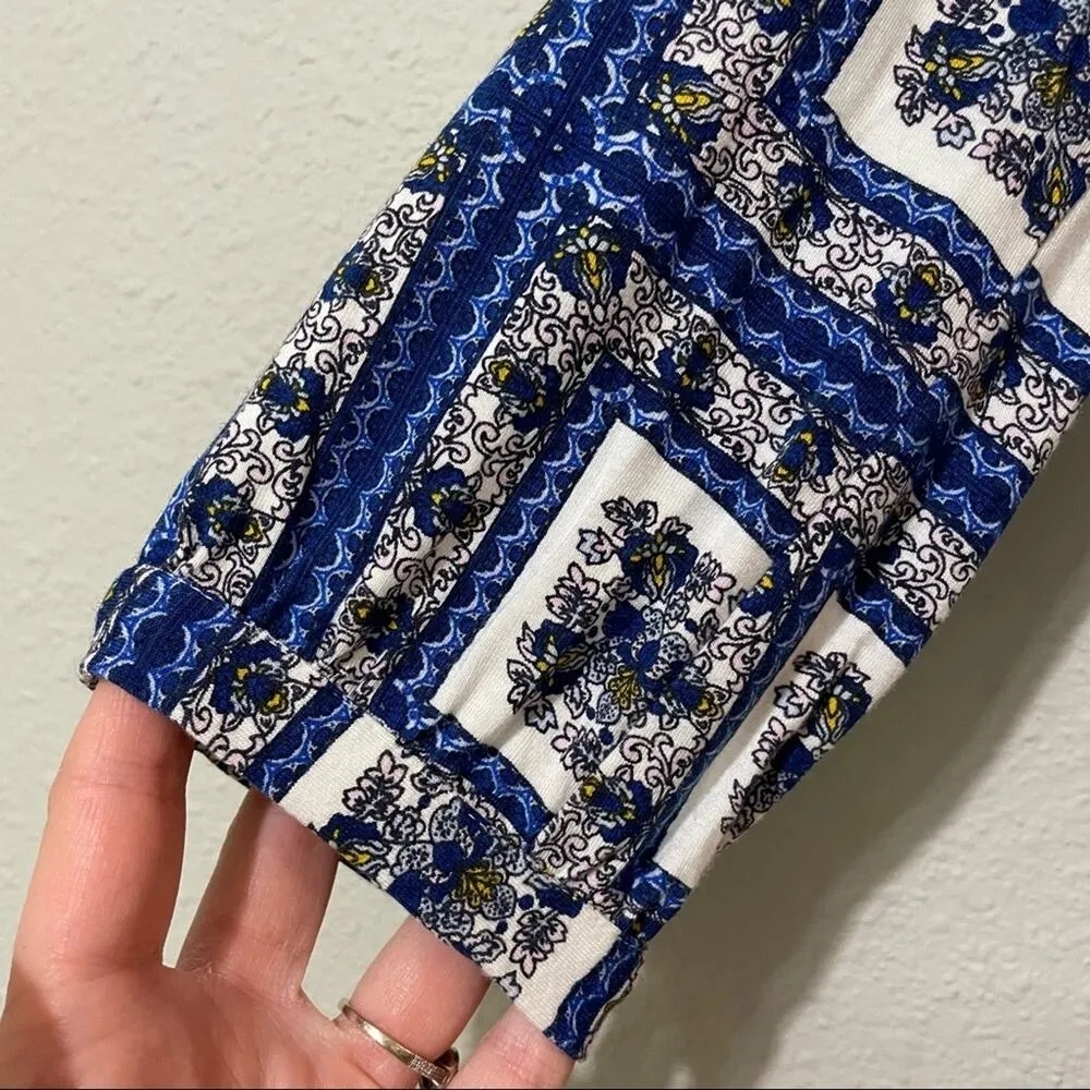 Porridge Anthropologie Blue Granny Square Printed Boho Blouse Womens S  Casual - Image 3