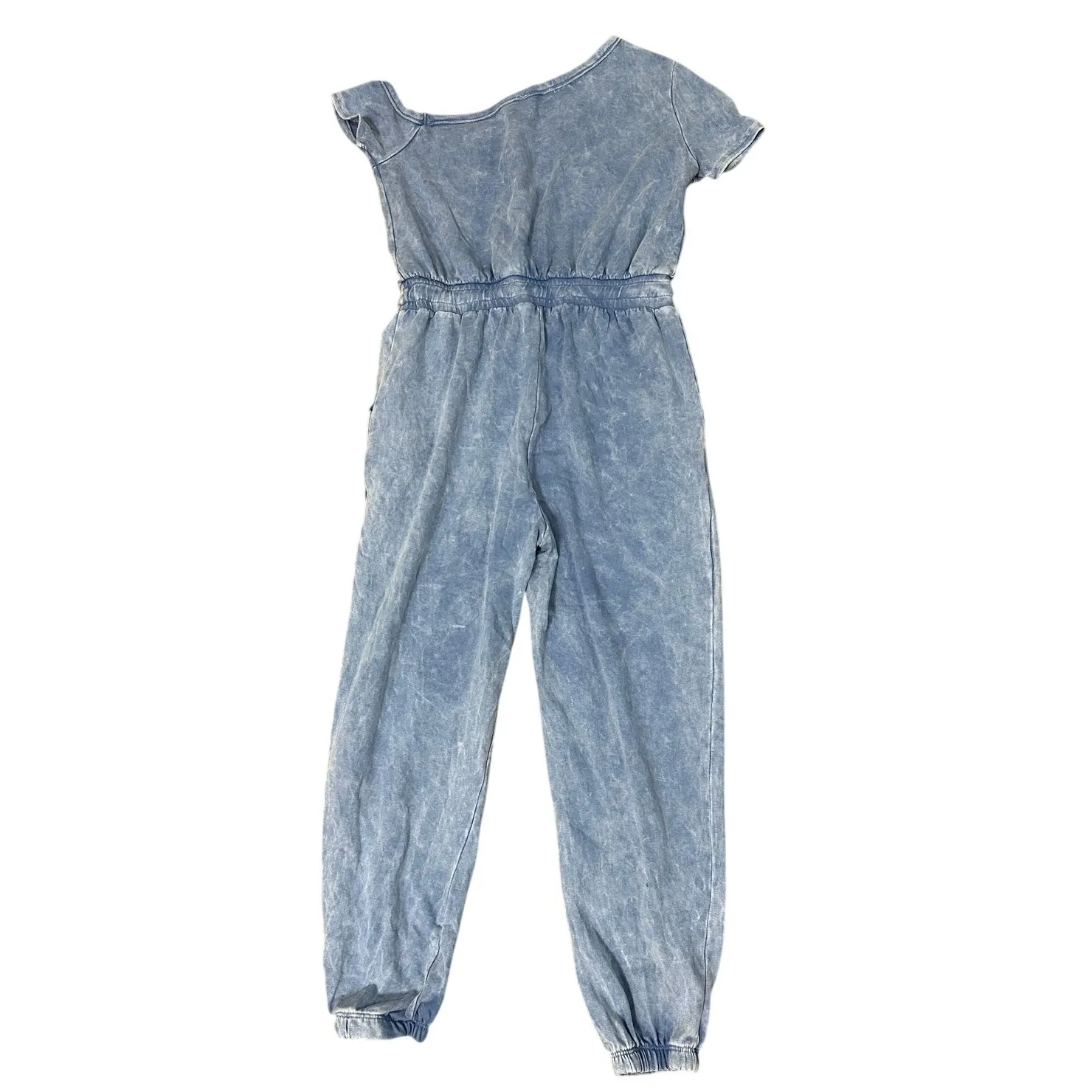 Maronie Jumpsuit Heather Blue Asymmetric Neck Drawstring Waist Stretch Cotton - Image 3