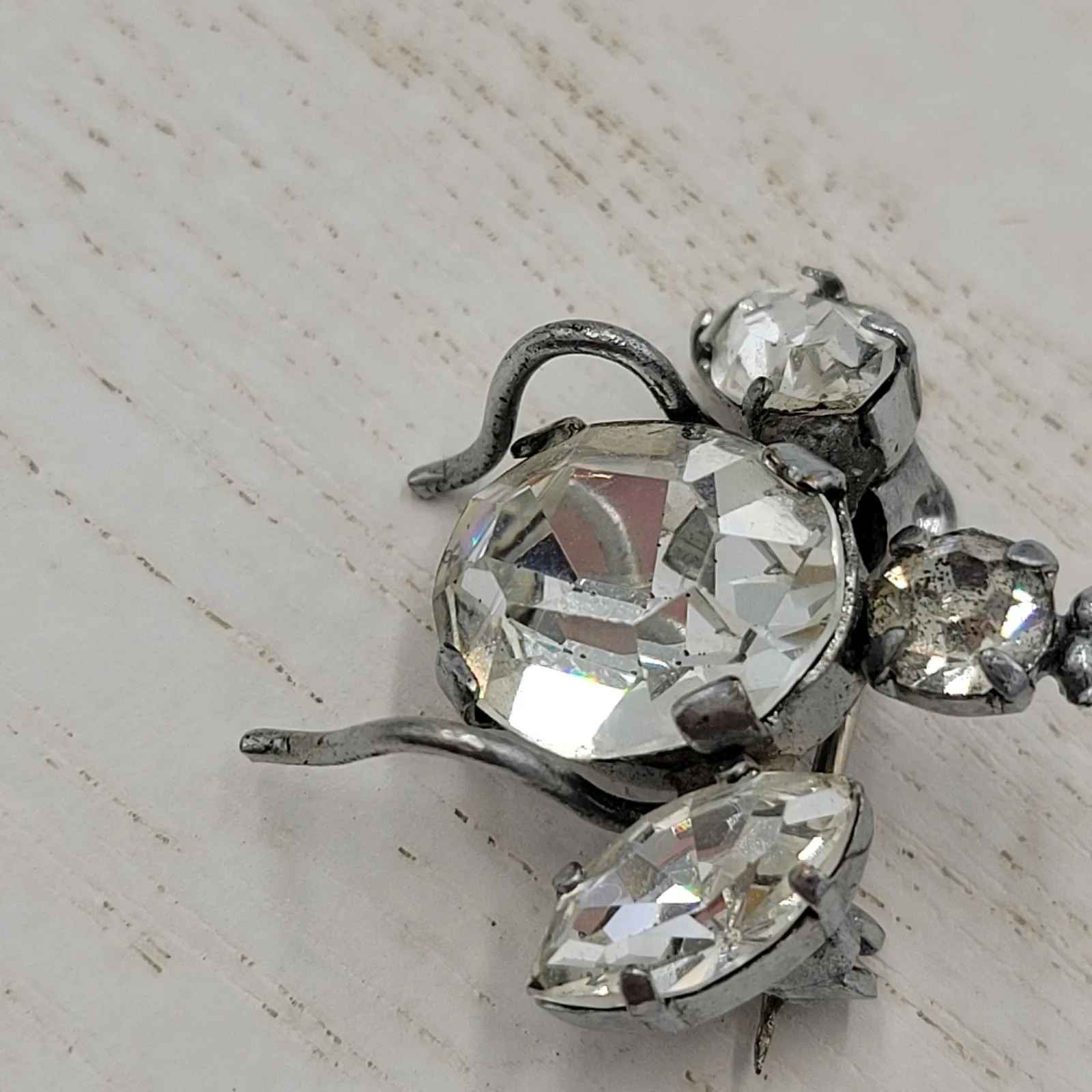 Vintage 1960 Austrian Crystal 3D Bug Brooch Silver Tone Insect Pin - Image 13