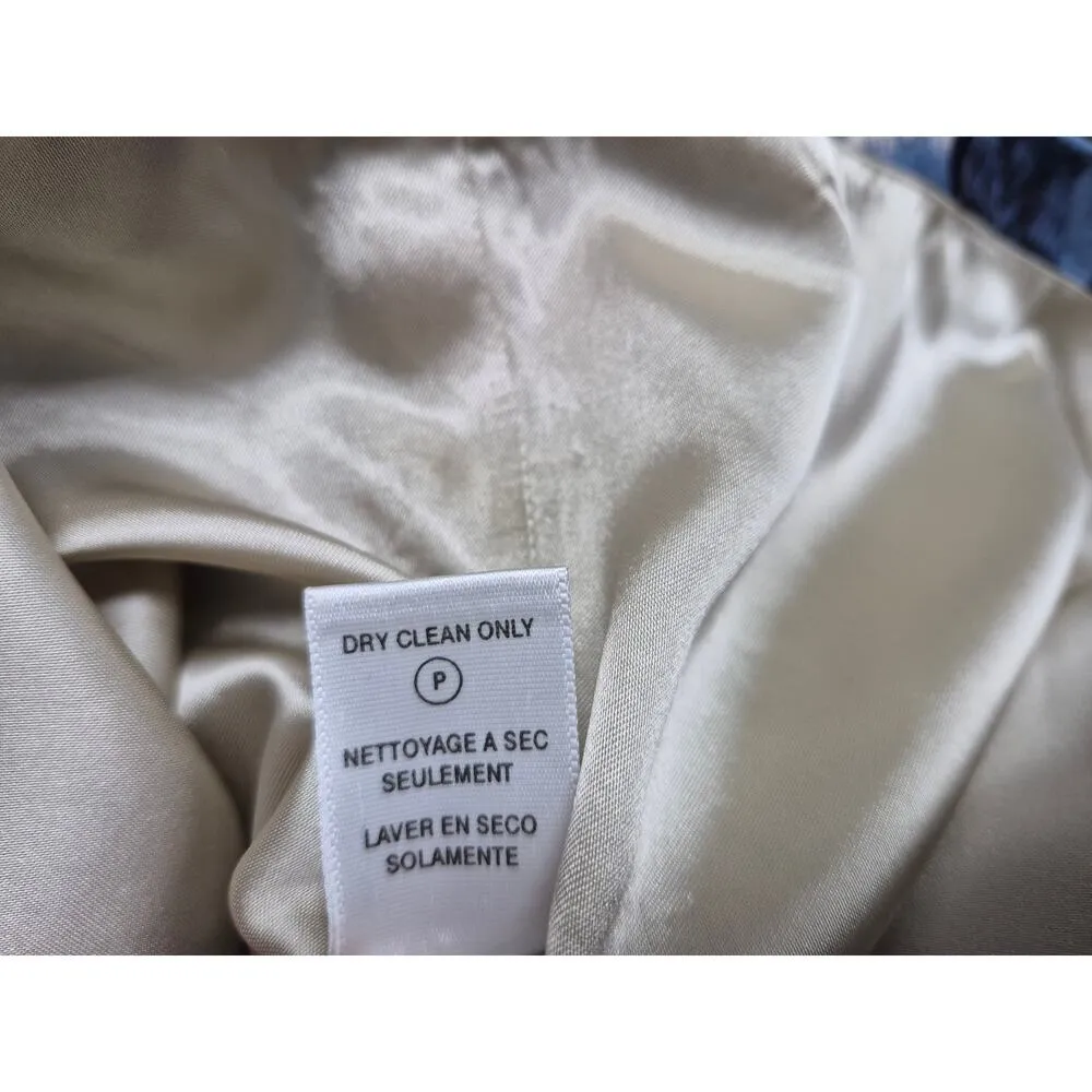 BCBGMaxaria Dress Size 2 Blue Short Balloon Style Bow Strapless Floral Prom - Image 7