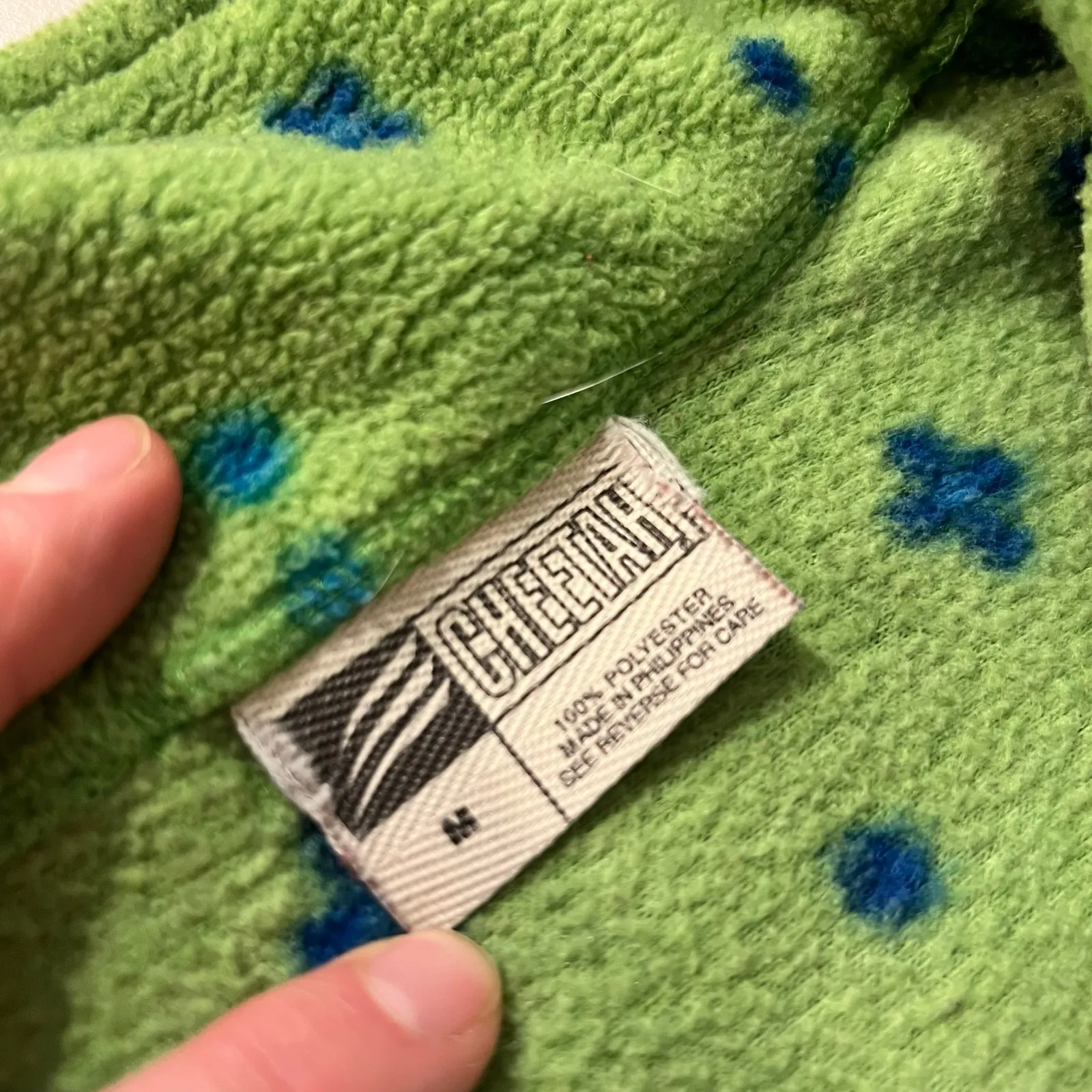 Vintage Cheetah Printed Soft Fleece Green & Blue Pullover Sweater Size Medium - Image 6