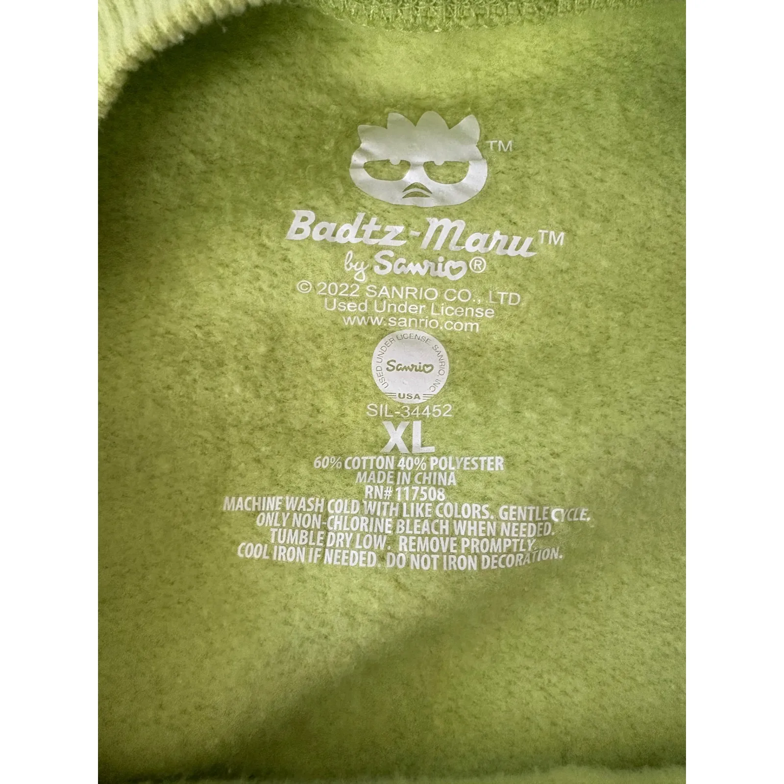 Badtz Maru Sanrio Graphic Crewneck Sweatshirt Green XL - Image 2