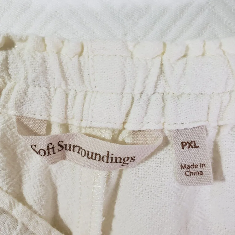 New SOFT SURROUNDINGS Women's 18 Ivory Cream Wide Leg, Cotton Pants - Image 3