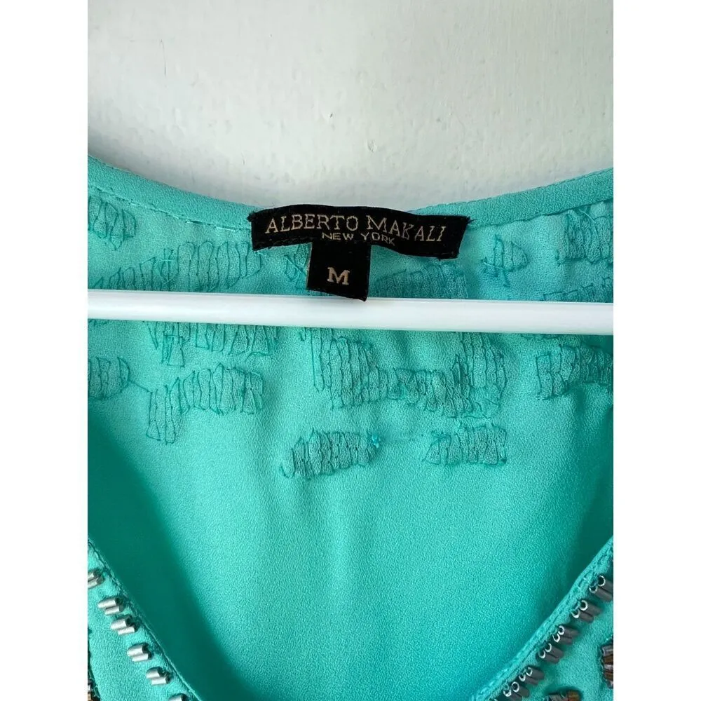 Womens mint green blouse top v neck casual short sleeve comfortable size M - Image 3