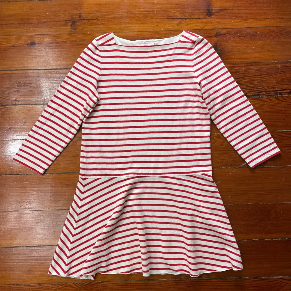 TORY BURCH Breathable Linen Drop Waist Nautical Stripe Preppy Dress ~Medium - Image 10