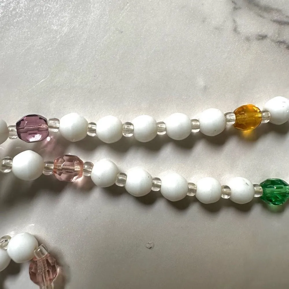 White colorful beaded long necklace - Image 6