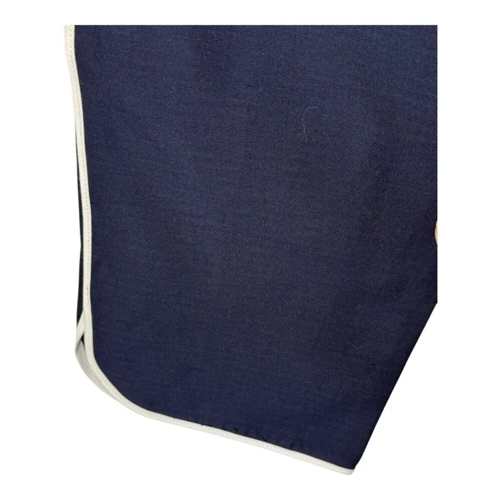 J Crew Collection Pants Women 2 Navy Blue Silk‎ Blend Ivory Stripe Side Preppy - Image 4