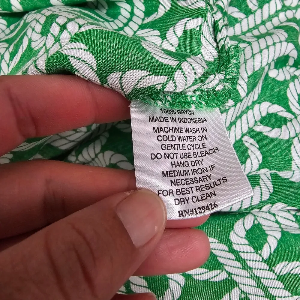 Escapada Green & White Nautical Rope Pattern Blouse Size Large - Image 6