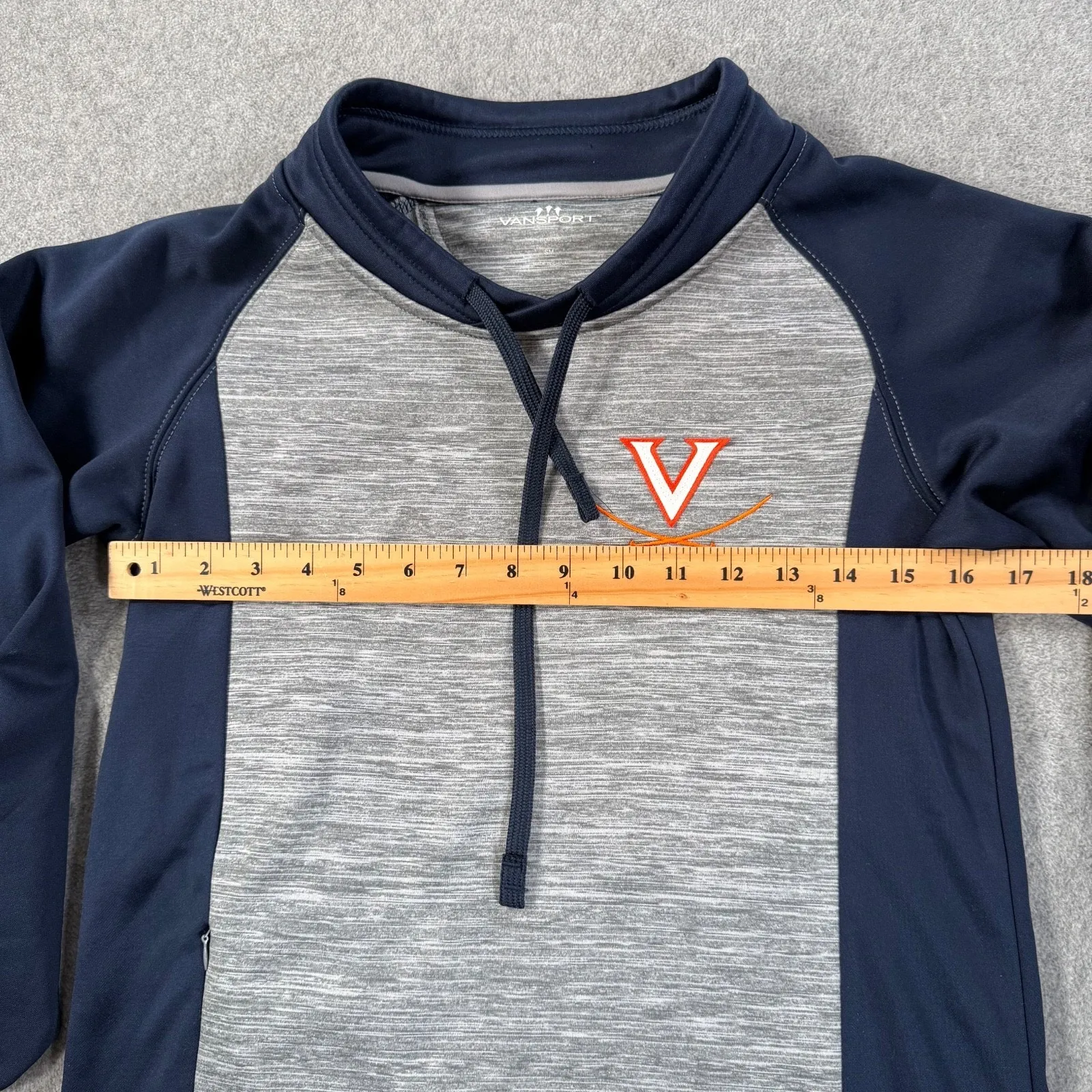 Virginia Cavaliers Mock Neck Drawstring Pullover Womens Small Vansport Blue Gray - Image 6