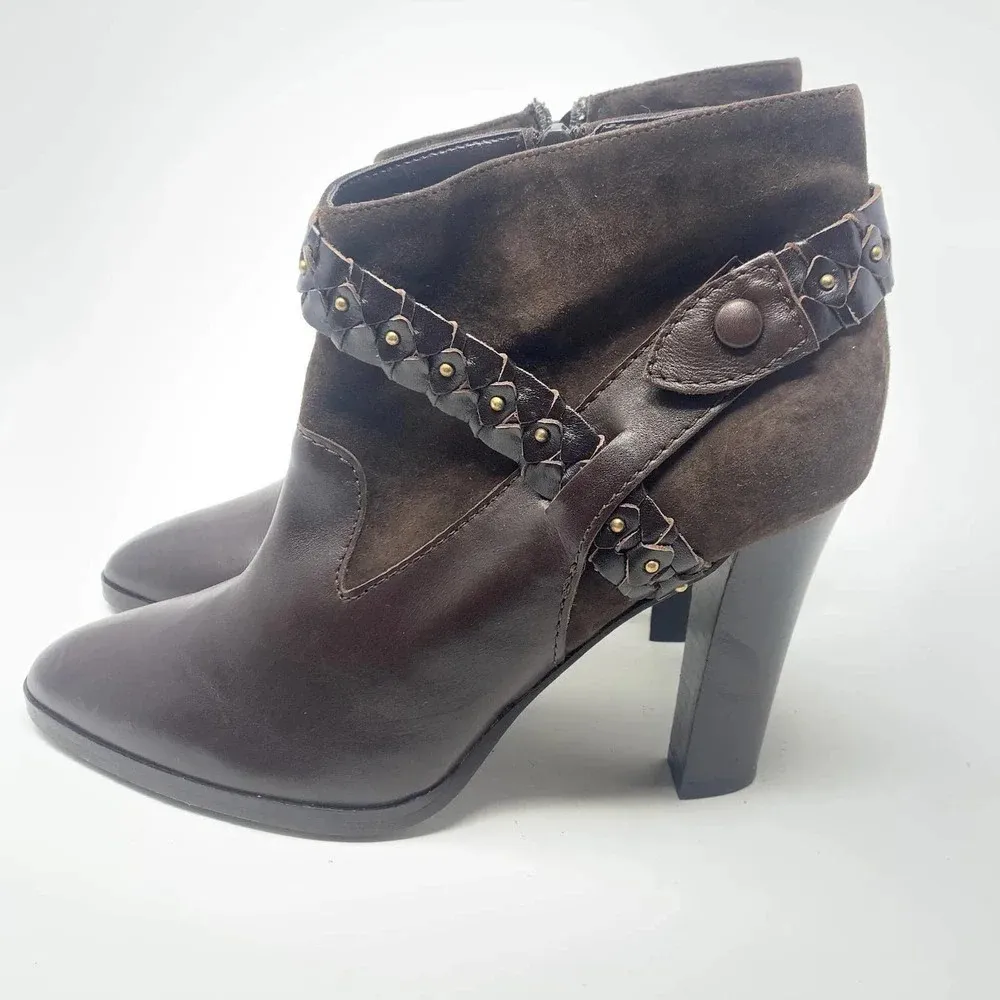 Diane von‎ Furstenberg Brown Suede Braided Booties - Image 10