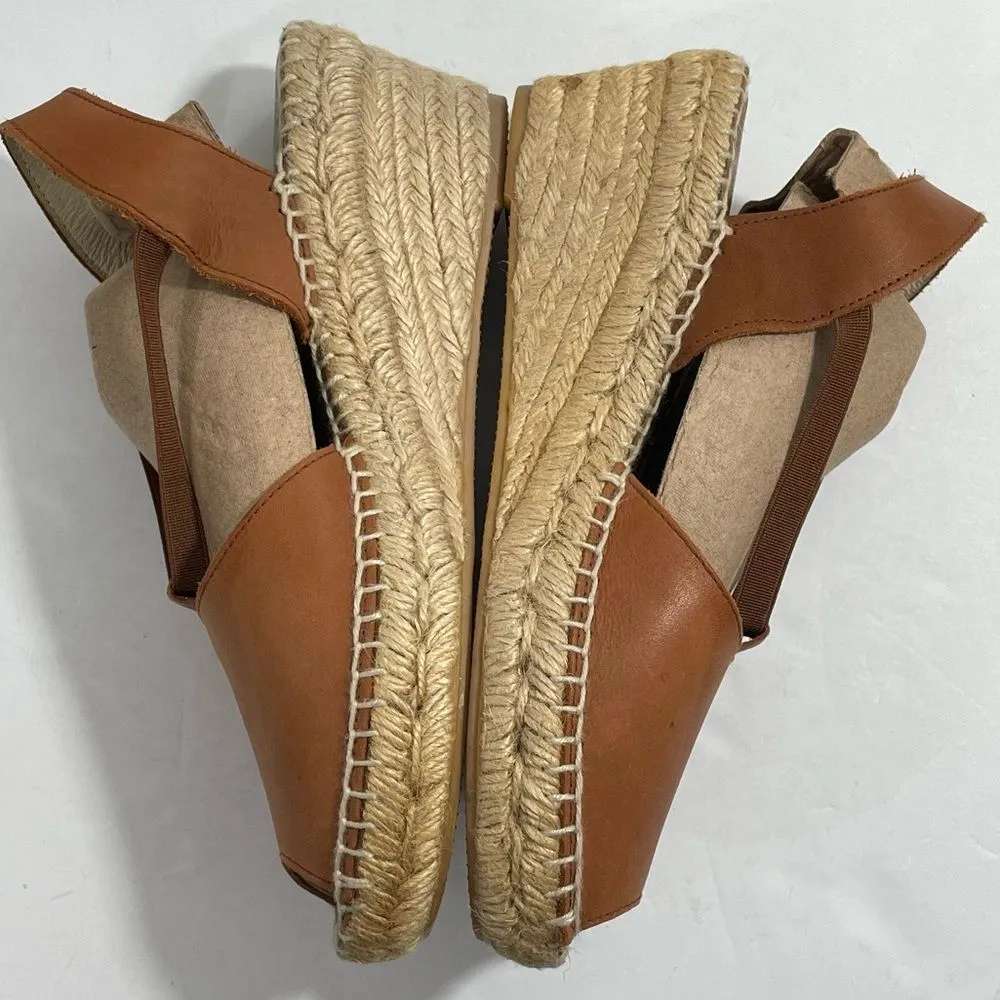 Andre Assous Dainty Womens Leather Slingback Espadrille Wedge‎ Sandal Sz 6 Shoes Brown - Image 4