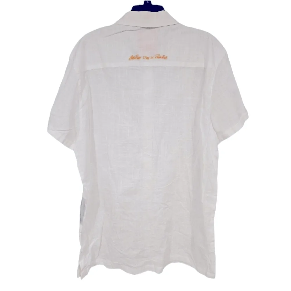 LUCKY WE LIVE HAWAII x GOLDFISH KISS WHITE COTTON SHORT SLEEVE BUTTON COVERUP ML Size M - Image 7