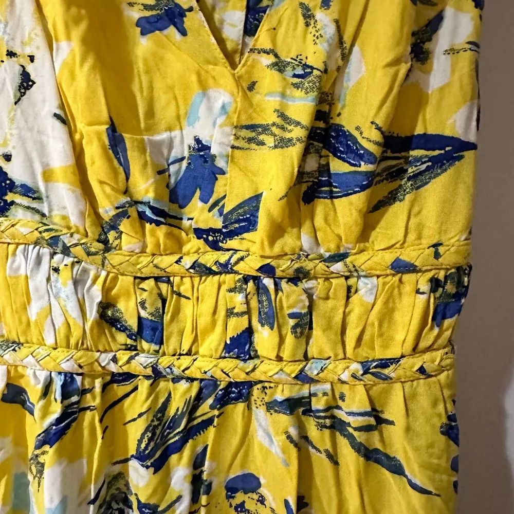 JAPNA YELLOW BLUE FLORAL DESIGN SLEEVELESS MAXI DRESS - Image 3