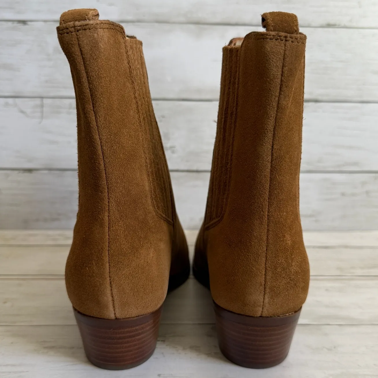NEW Madewell Sz 9.5 The Ingrid Chelsea Boot Suede NX772 Western Tan Dried Acorn - Image 5