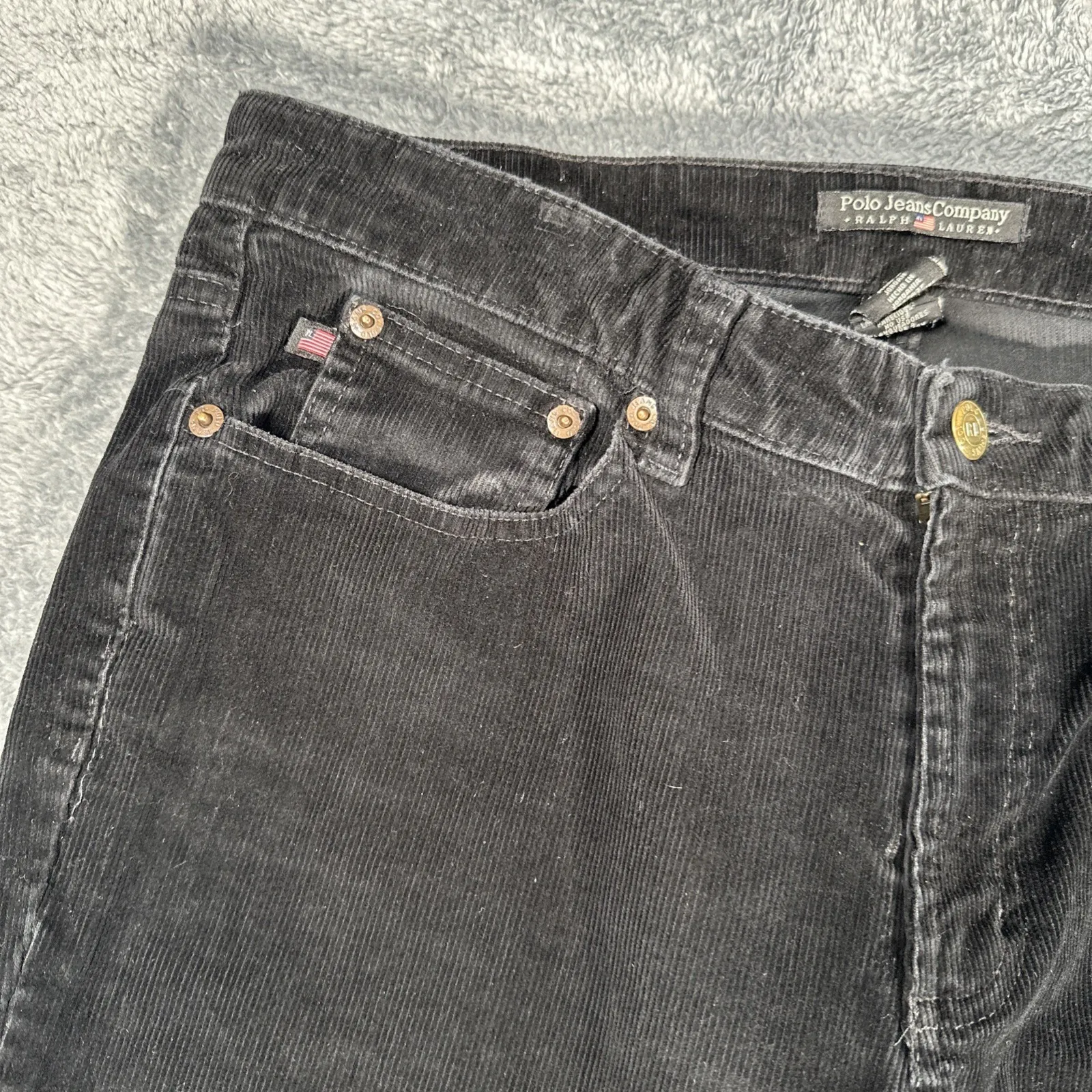 Polo Jeans Company Pant Woman 10 32x32 Black Corduroy Academia Heritage 90s Y2K - Image 3