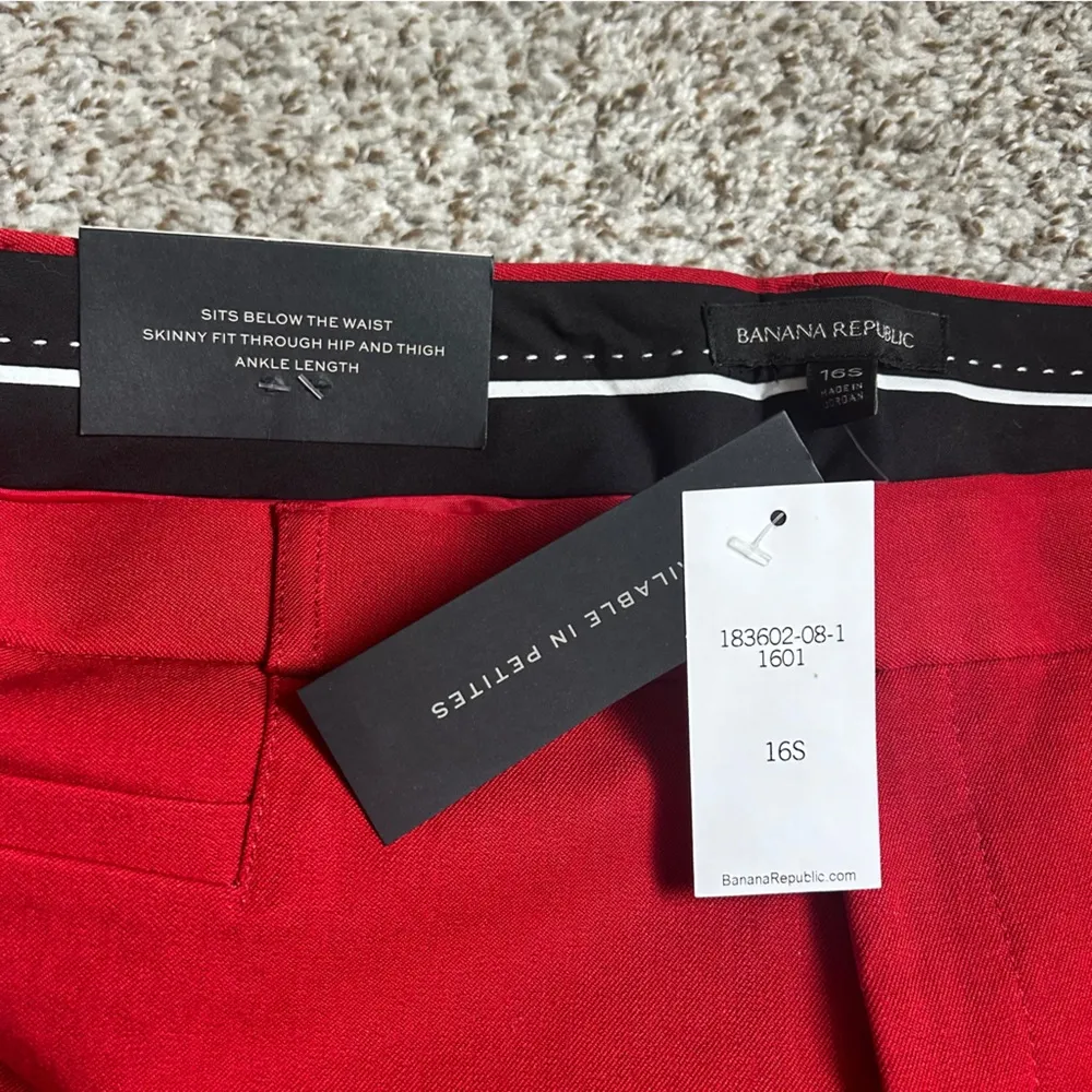 Banana Republic Red Sloan Slim Skinny Ankle Pants Trousers Office 16 Short NWT - Image 3