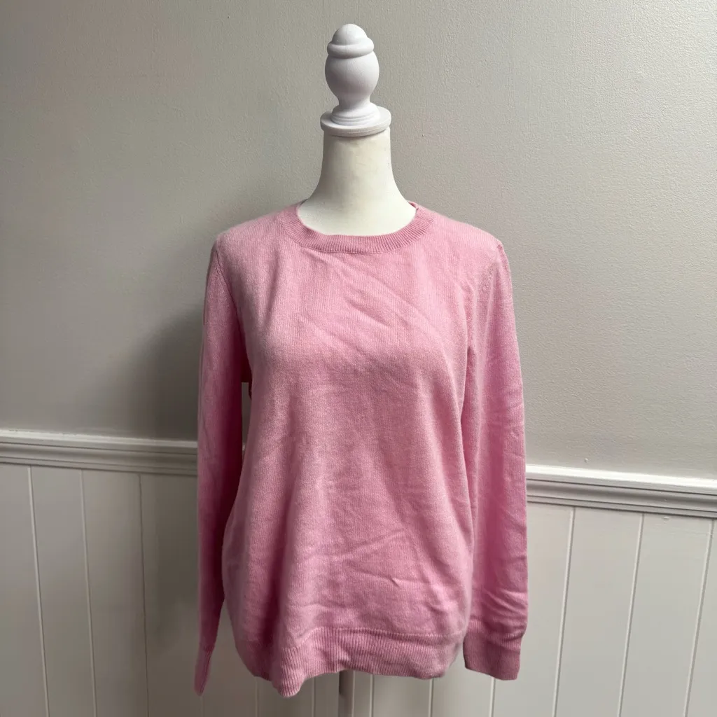 Nordstrom 100% Cashmere Long Sleeve Crewneck Knit Sweater Light Pink Medium - Image 13