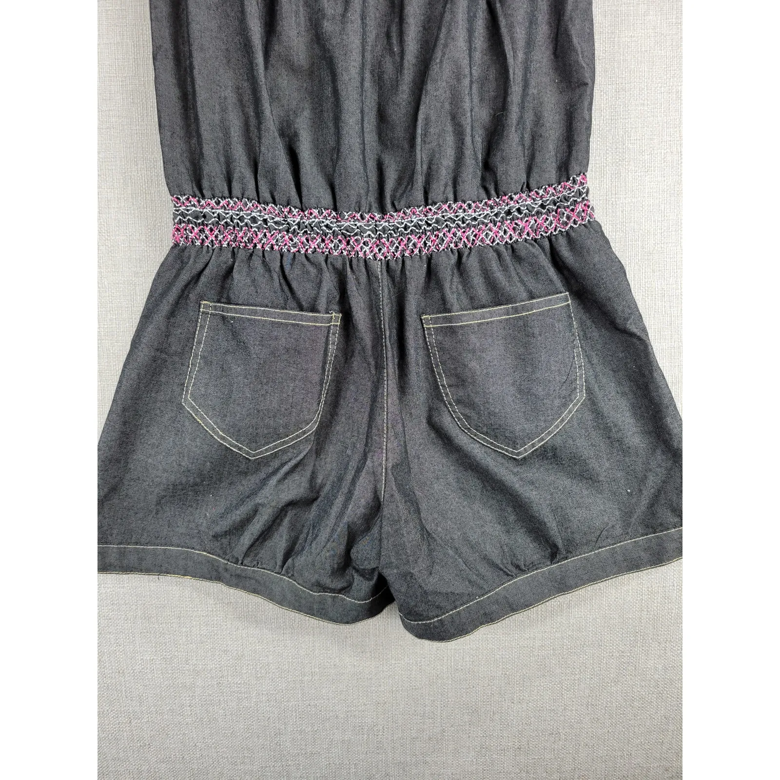 Zawary Womens Romper Shorts Size L Gray‎ Tribal Embroidered Strapless Casual Gray Size L - Image 10